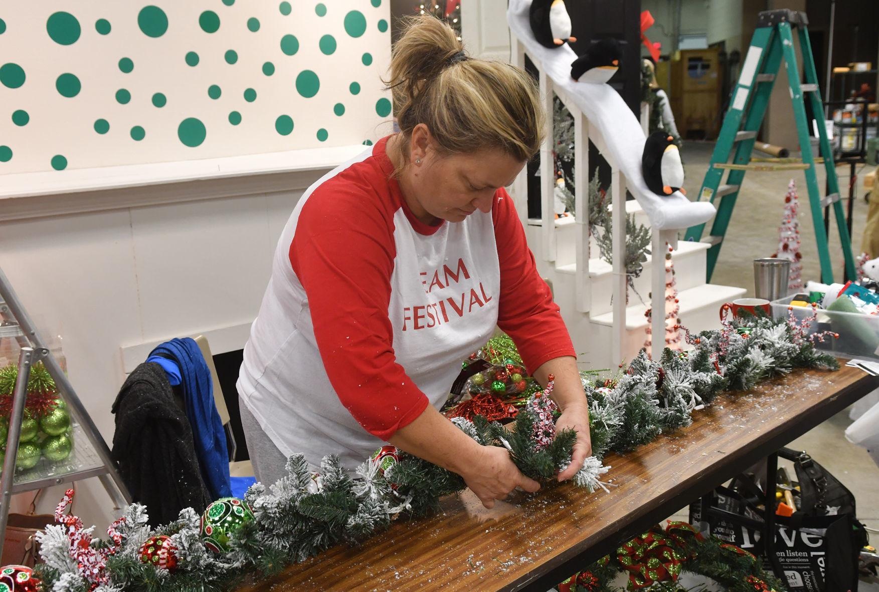 Festival of Trees setting up at the RiverCenter